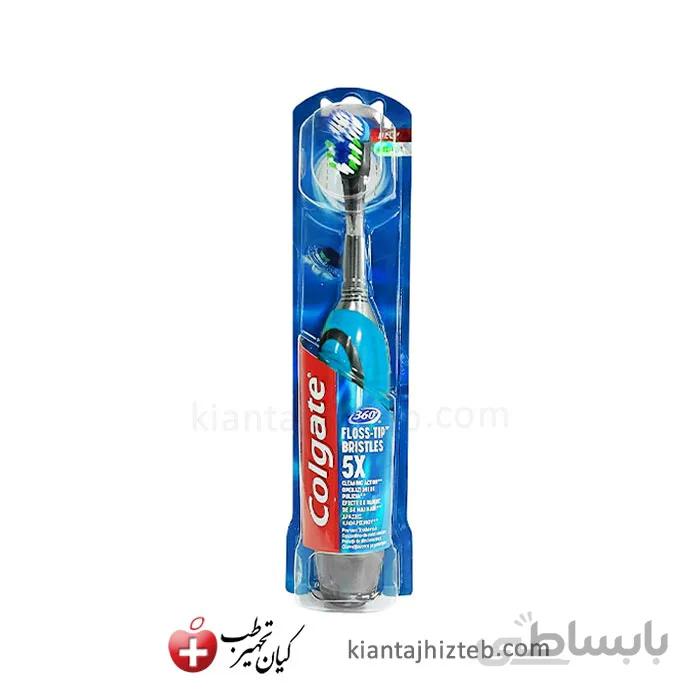 مسواک Colgate 360 مدل Floss Tip آبی با برس متوسط
