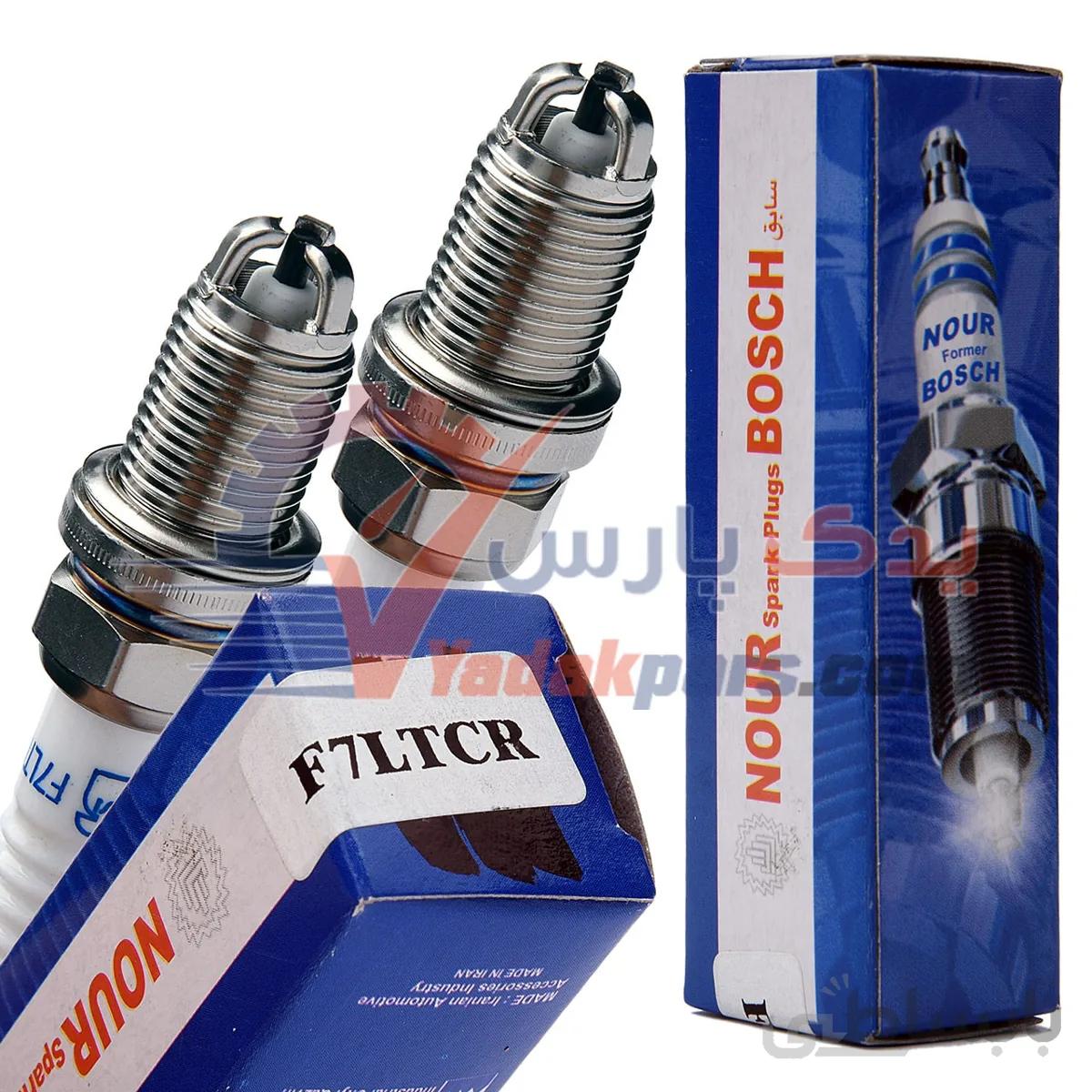 شمع پایه کوتاه ۳پلاتین برند نور (بسته۴عددی) ا Spark Plugs NOUR BOSCH F7LTCR IRAN