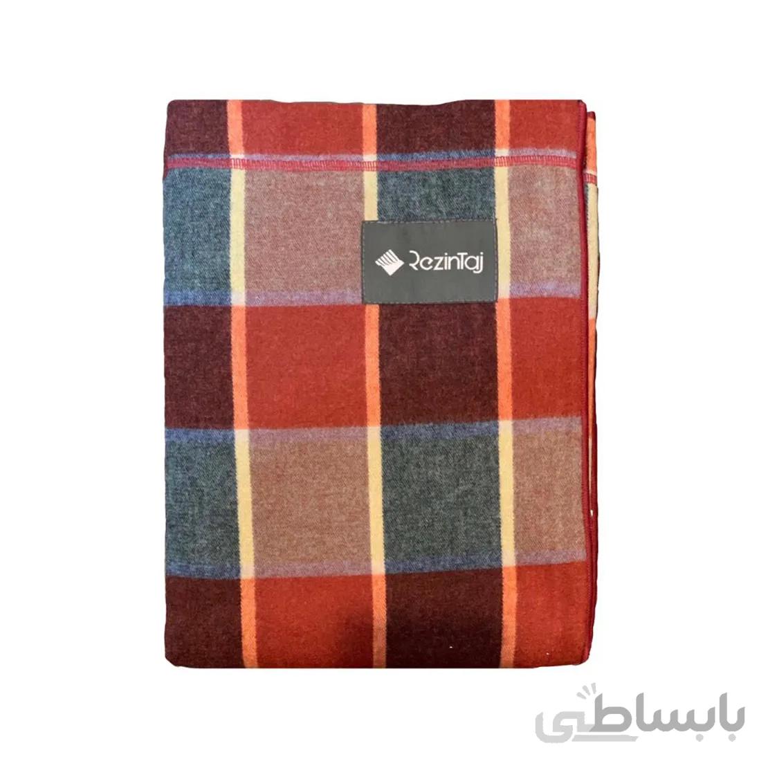 پتو سفری رزین تاژ چهارخانه طوسی-آجری