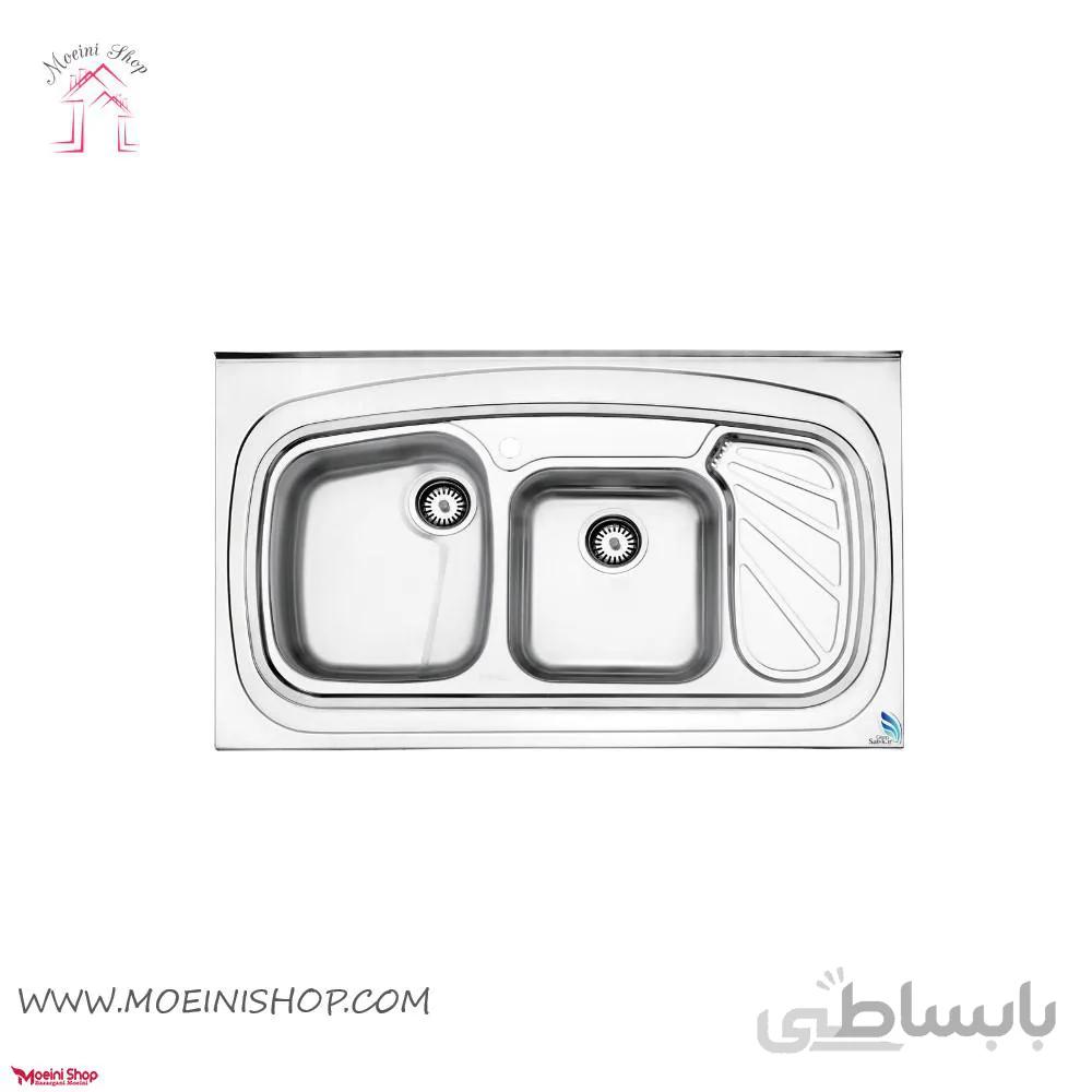 سینک ظرفشویی توکار استیل البرز ا پروانه Steel Alborz Double Bowl Sink 611