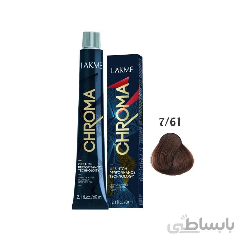 رنگ مو فاقد آمونیاک کروما لاکمه Lakme Chroma Ammonia Free Permanent Hair Color 7/00 60ml