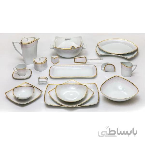 سرویس غذاخوری 6 نفره 30 پارچه چینی پردیس کاشان قالب پاریس طرح صنم طلایی کد 463B