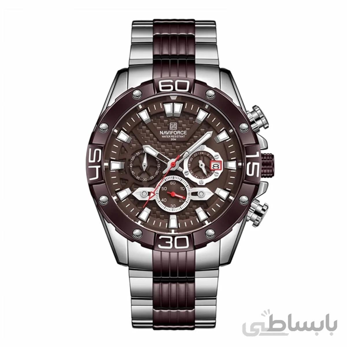 ساعت مچی نیوی فورس مردانه قهوه ای مدل Naviforce 8019