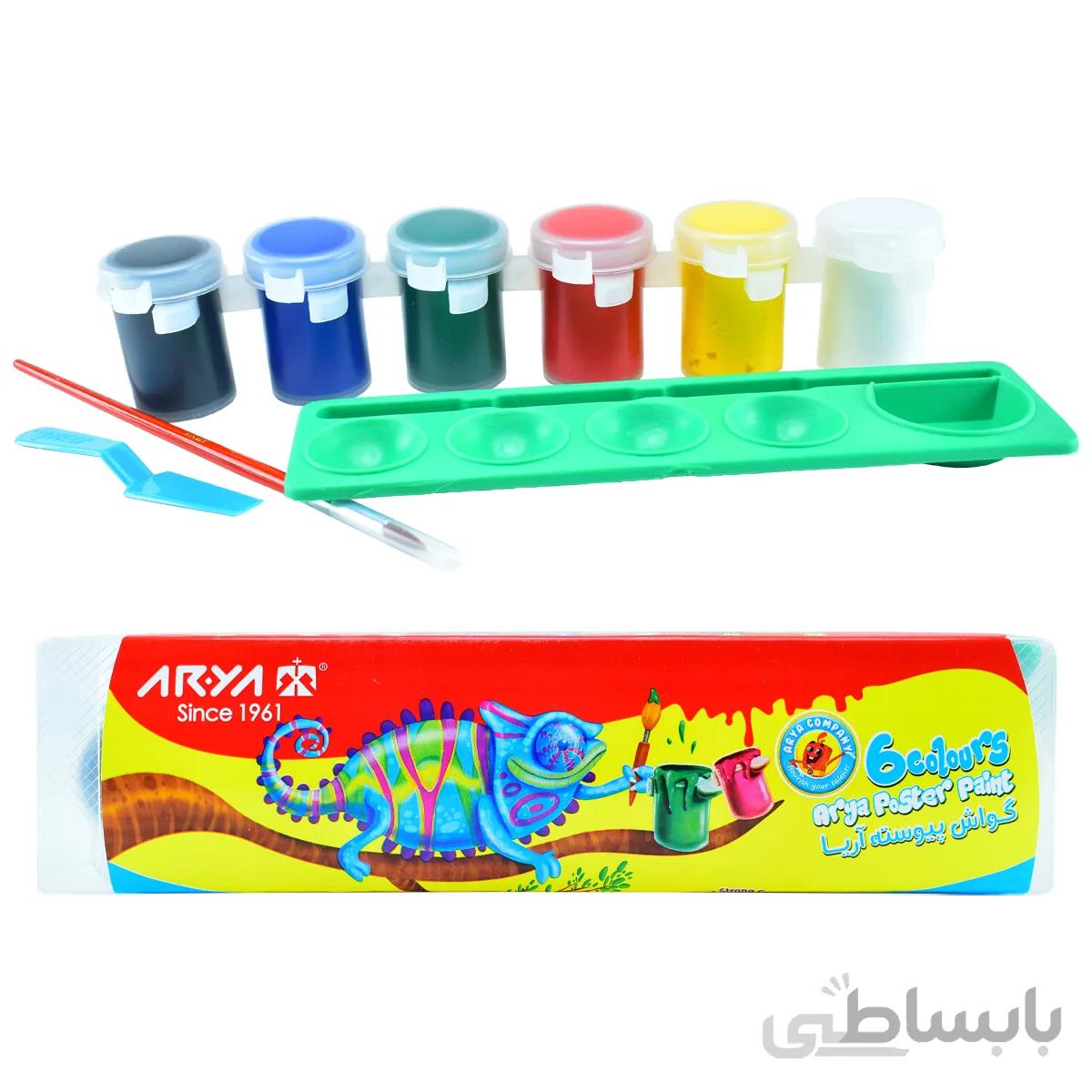 گواش 6 رنگ طلقی پیوسته بزرگ آریا مدل 4009 ا گواش 6 رنگ طلقی پیوسته بزرگ آریا مدل 4009