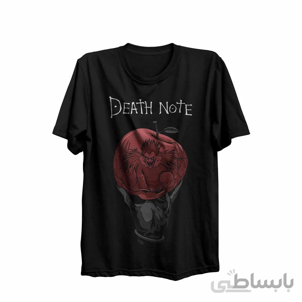 تیشرت یقه گرد مشکی طرح انیمه دفترچه مرگ death note