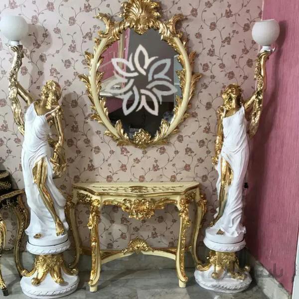 آینه کنسول فایبرگلاس آبکاری طلا کد ۱۰۱۹۷۲