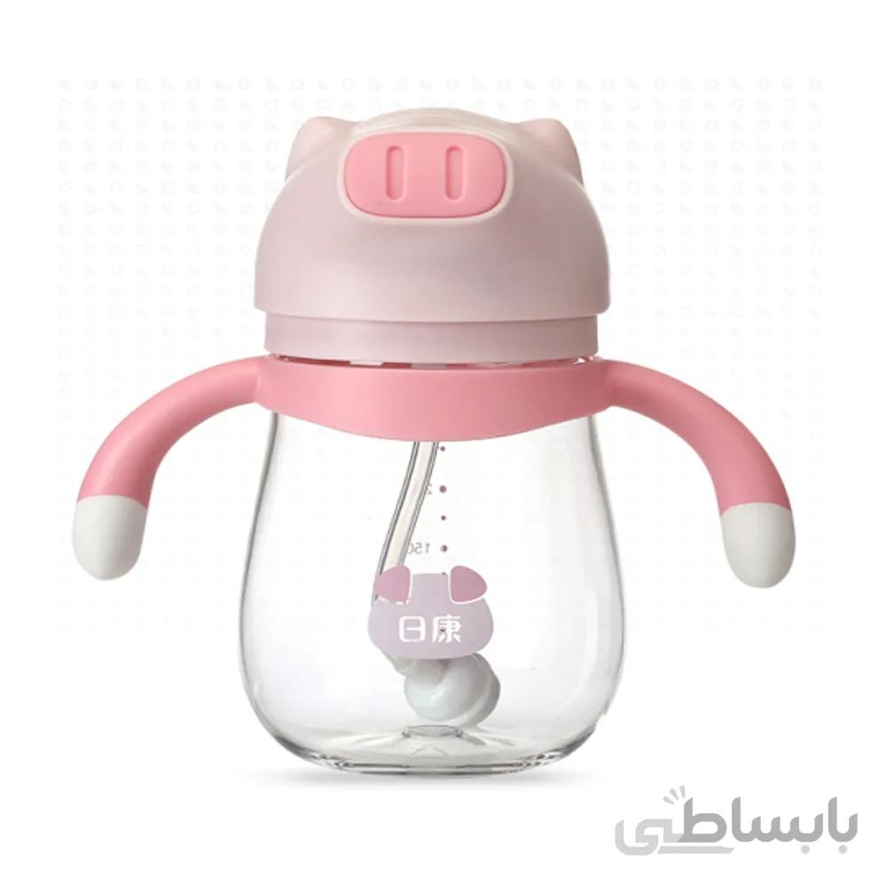 لیوان آبمیوه خوری نی دار 360 درجه مدل خوک رووکو Rovoco ظرفیت 240 میلی لیتر
