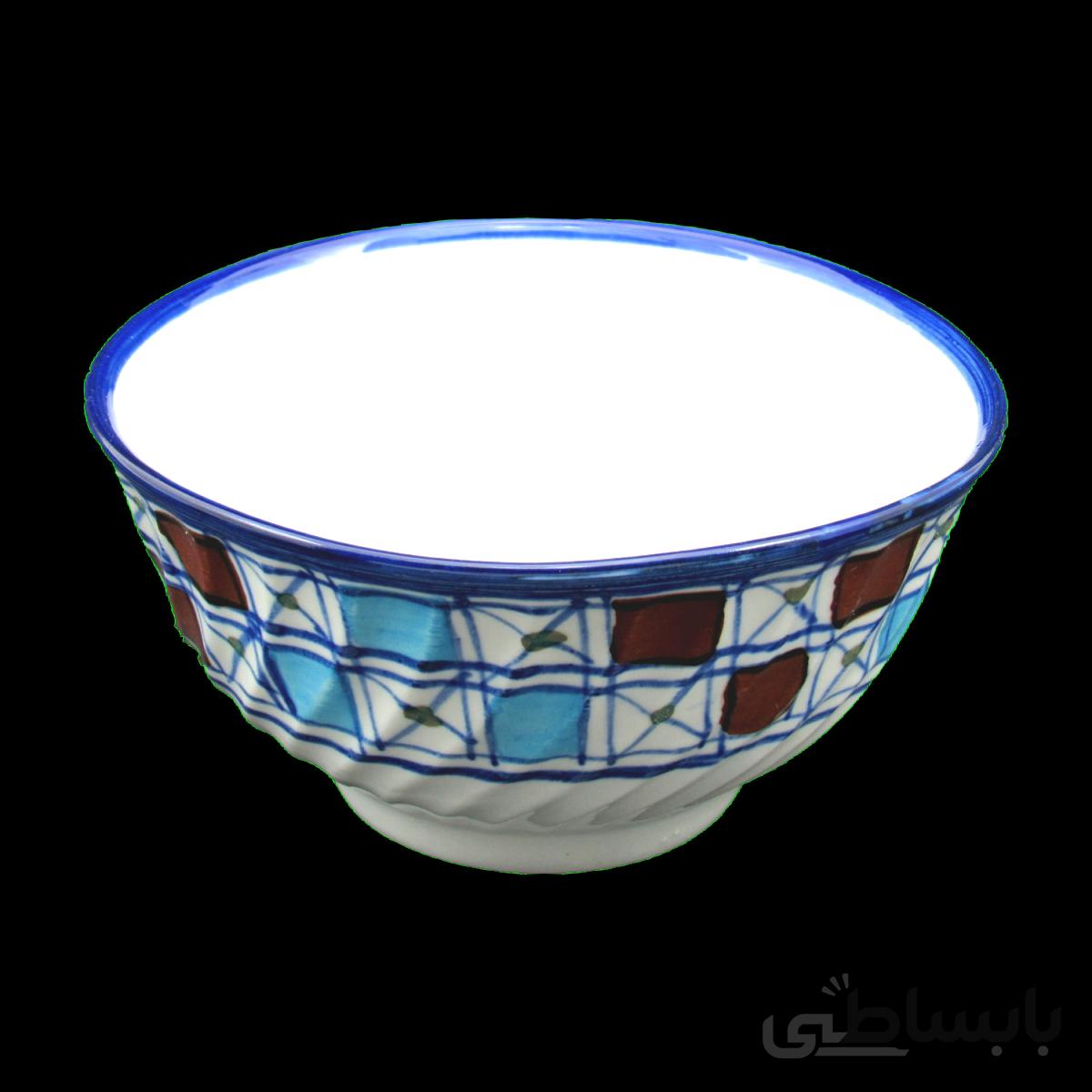 کاسه بزرگ آبگوشت خوری چینی میبد مروارید نقش شطرنجی