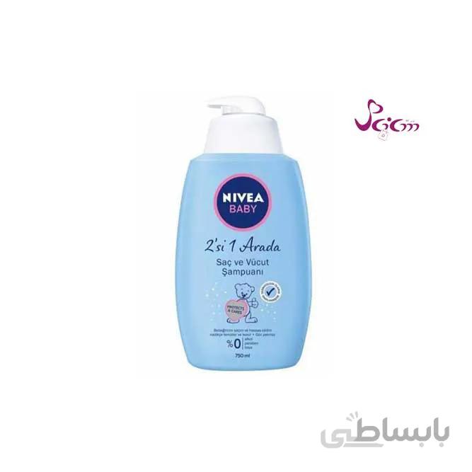 شامپو بچه سر و بدن پروتکت اند کرز نیوآ حجم 750 میل ا baby head and body shampoo protect and cares NIVEA