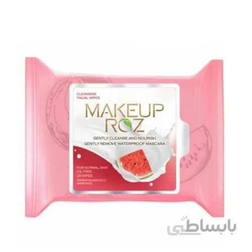 دستمال مرطوب آرایش پاک کن میکاپ رز مخصوص پوستهای نرمال بسته 25 عددی