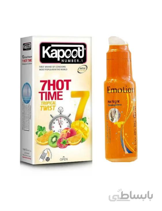 پک زناشویی لذت گرم (کاندوم ۷Hot Time کاپوت + ژل گرم کننده بانوان ایموشن Hot Night)