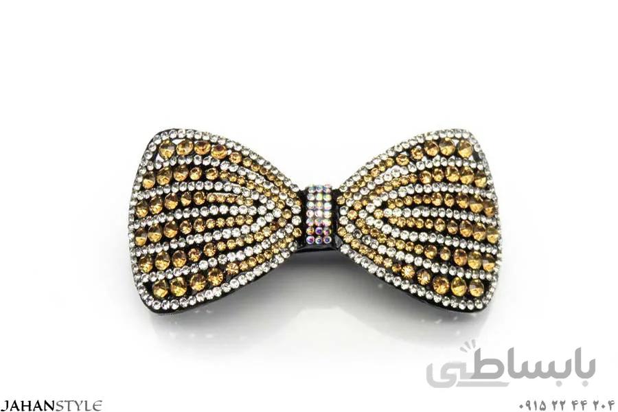 گیره پشت مو طرح پاپیون طلایی