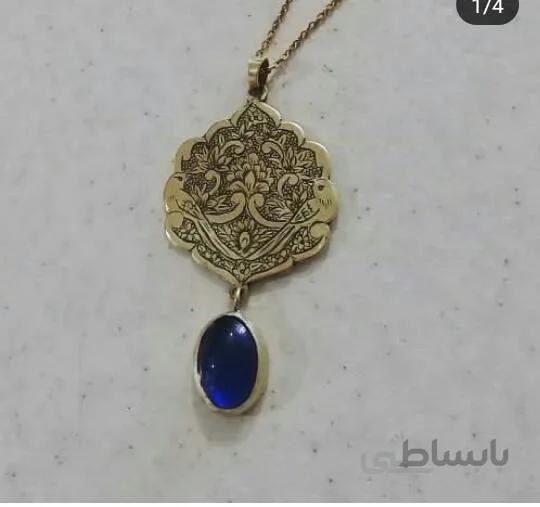 گردنبند برنجی با سنگ لعل کد ۱۰۲۰۸