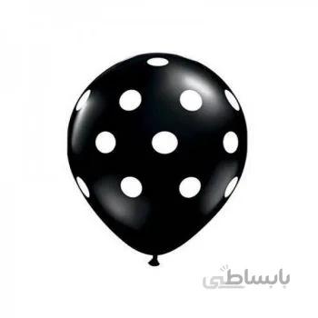 بادکنک مشکی خالدار سفید سایز 12 اینچ