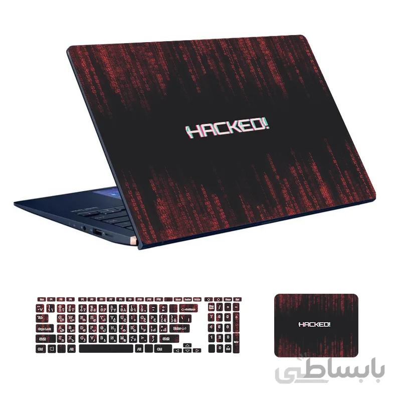 اسکین لپ تاپ طرح Hacker کد ۱۷ به همراه استیکر کیبورد
