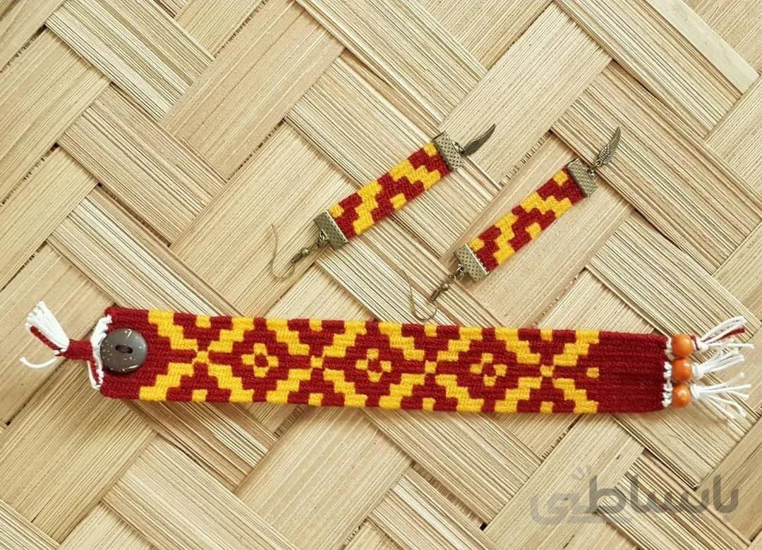 ست گوشواره و دستبند گلیمی کد m133
