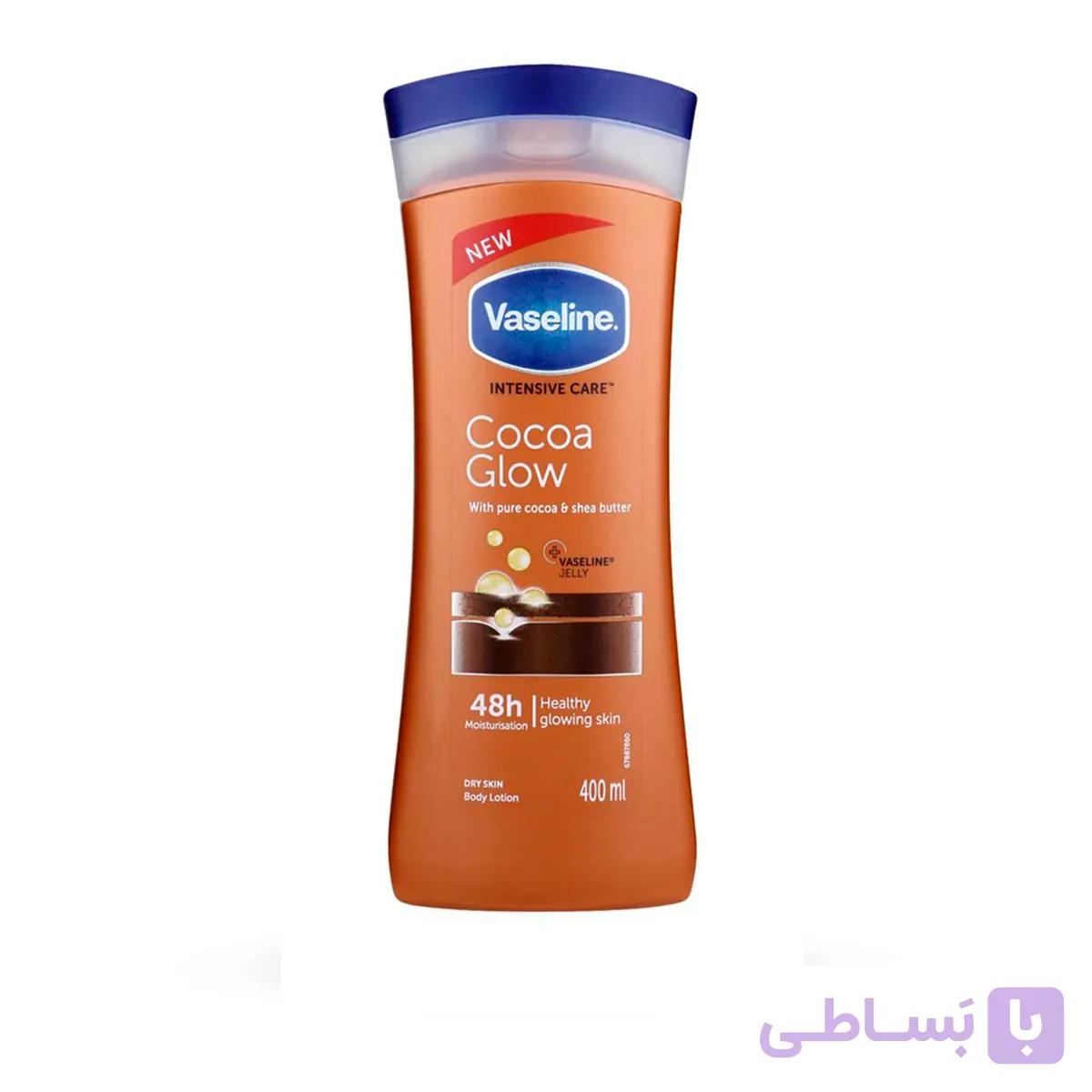 لوسیون بدن وازلین مدل cocoa glow حجم ۴۰۰ میل ا cocoa glow کد 330106