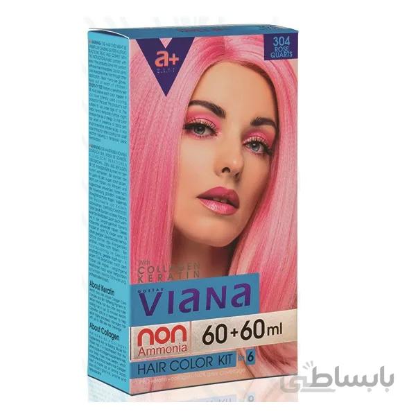 کیت رنگ مو ویانا Viana شماره 304 رز کوارتز حجم 120 میل