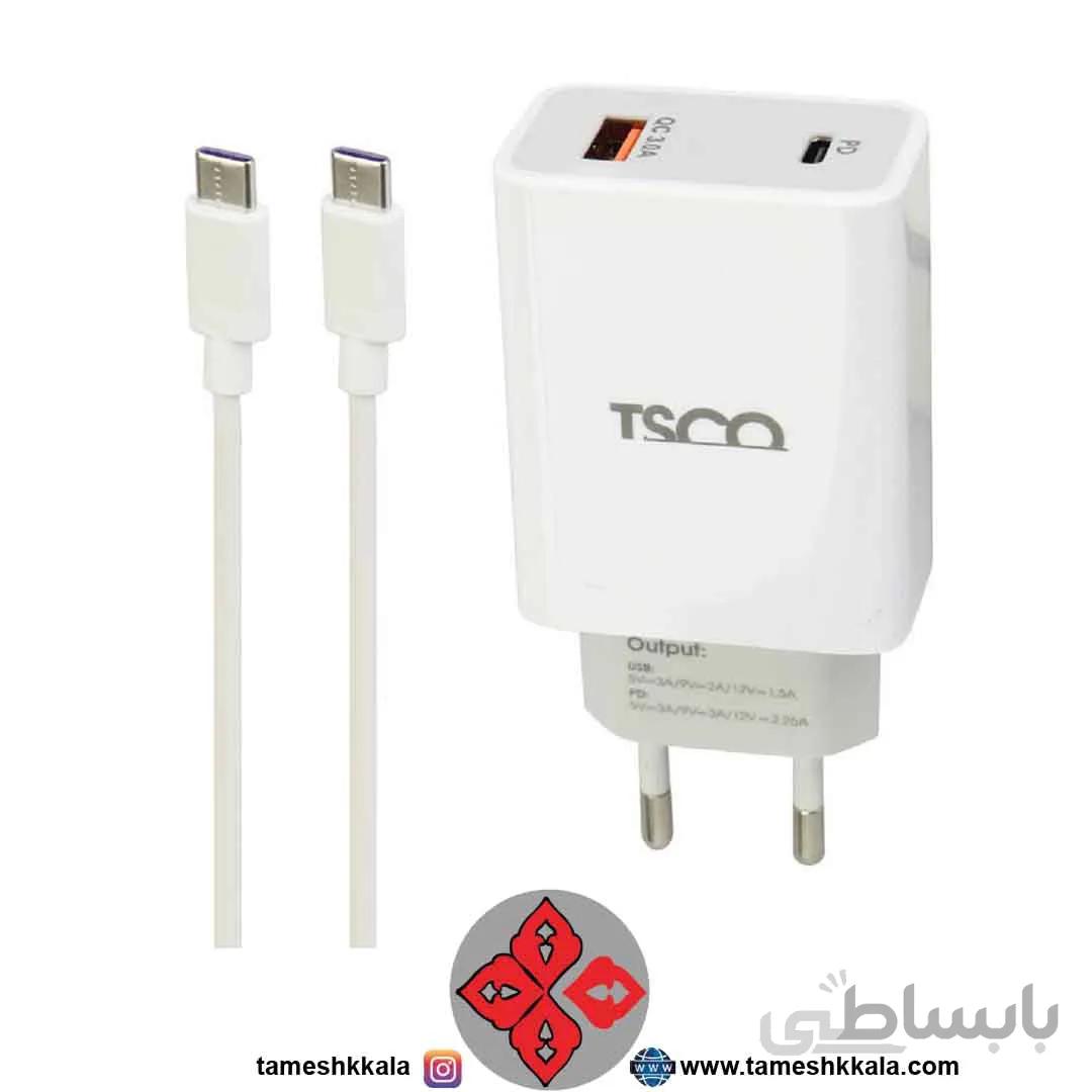 شارژر دیواری تسکو مدل TTC60 به همراه کابل تبدیل USB-C