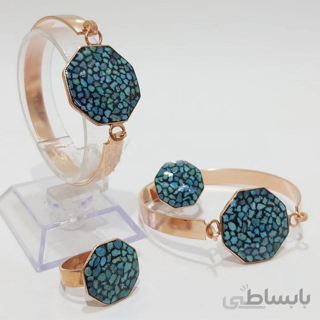 نیم ست(دستبند و انگشتر) فیروزه کوب هخامنش کد ۱۰۱۸۵۵