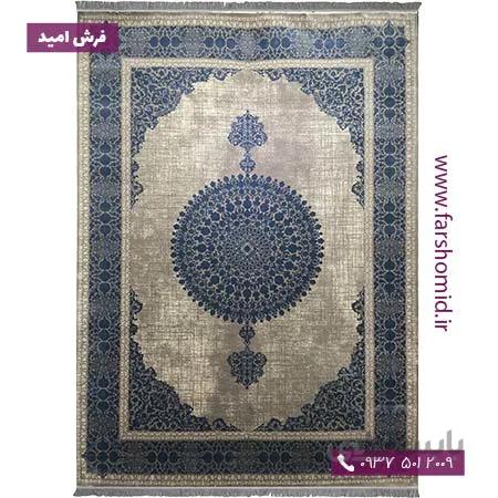 فرش وینتیج 700 شانه کد 70011d طوسی آبی فرش سیزان