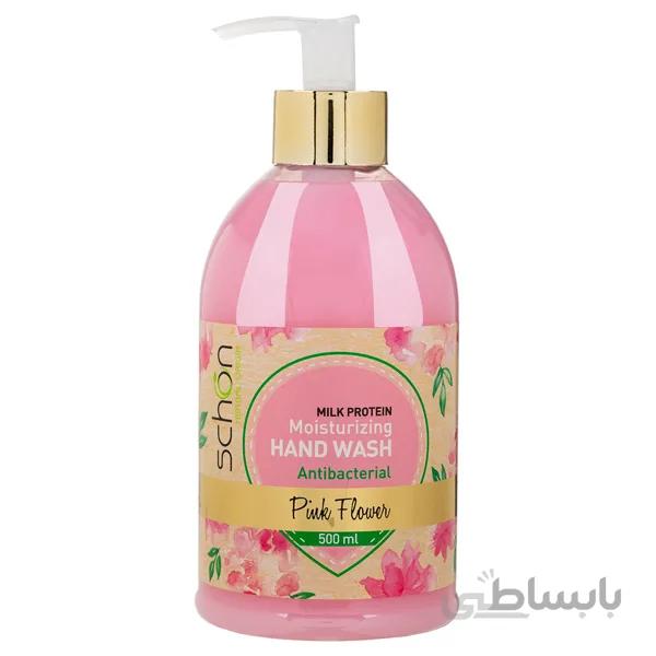 مایع دستشویی کرمی صورتی شون مدل Pink Flower حجم 500 میل ا Schon Hand Wash Antibacterial Pink Flower 500ml