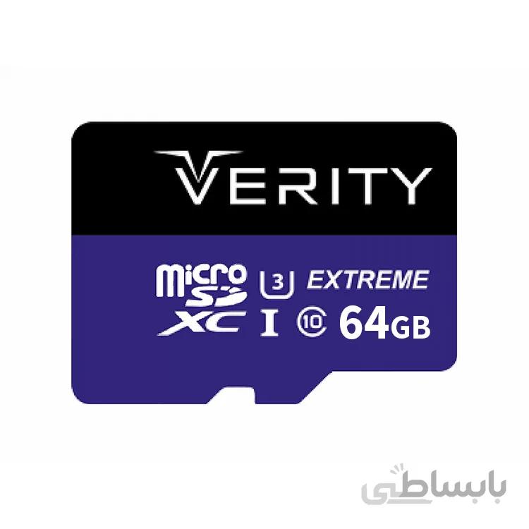 رم میکرو ۶۴ گیگ وریتی Verity U3 C10 80MB/s + خشاب