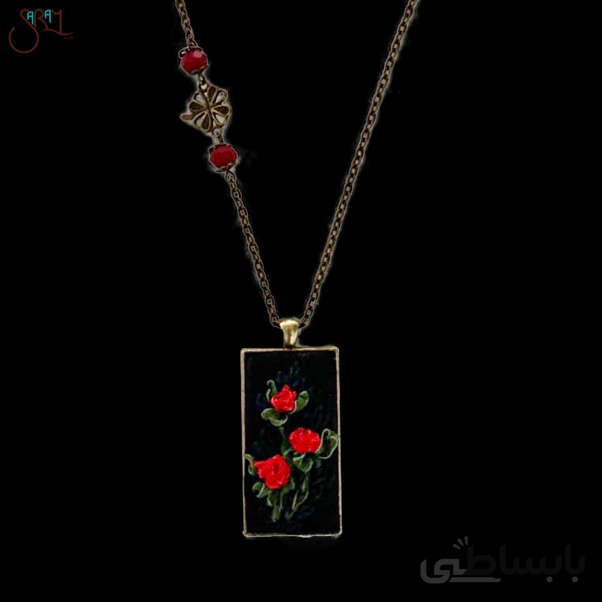 گردنبند دخترانه روبان دوزی گل رز مدل 1738