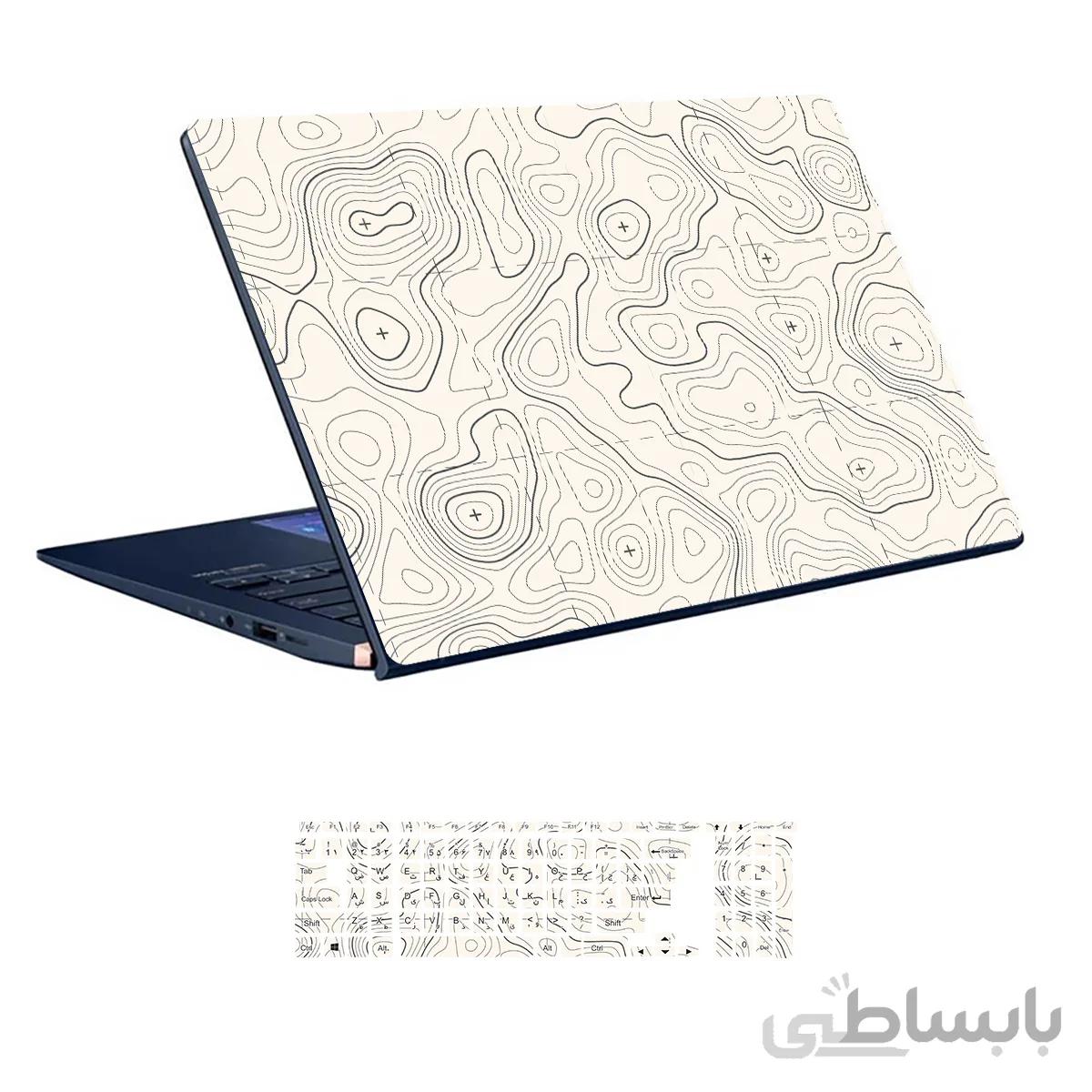 اسکین لپ تاپ طرح هندسی کد ۰۶ به همراه استیکر کیبورد