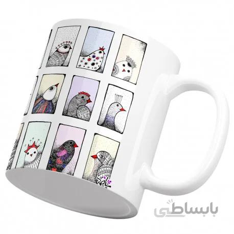 لیوان سرامیکی پنجره پرنده