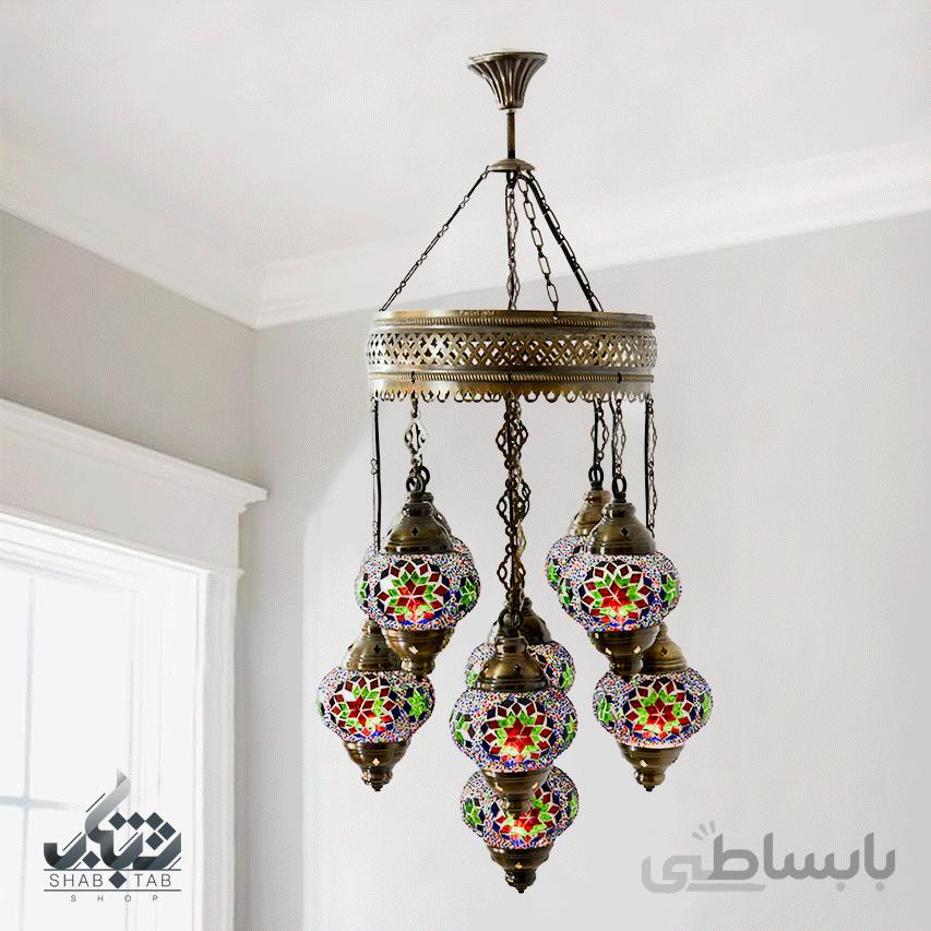 لوستر آویز 9 شعله مراکشی کد 9S سلطان