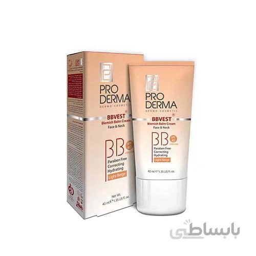 کرم مرطوب کننده رنگی با اس پی اف 40 بژ روشن مناسب پوست چرب و جوش دار پرودرما ا Sunvest Sunblock Spf40 Light Beige PRODERMA