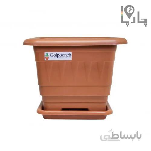 گلدان فلاور باکس مربعی گل پونه رنگ سفالی