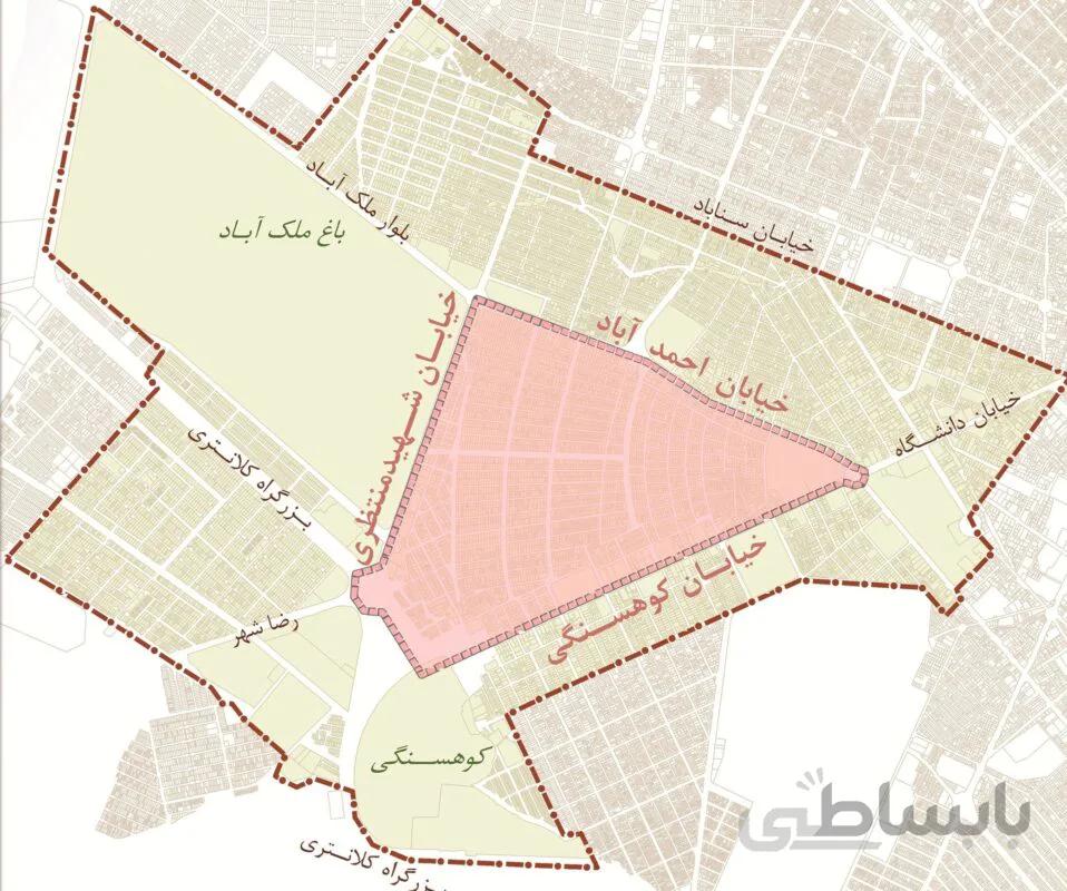 نمونه طرح 3 شهرسازی محدوده بین خیابان احمد آباد ، خیابان کوهسنگی ، خیابان شهید منتظری