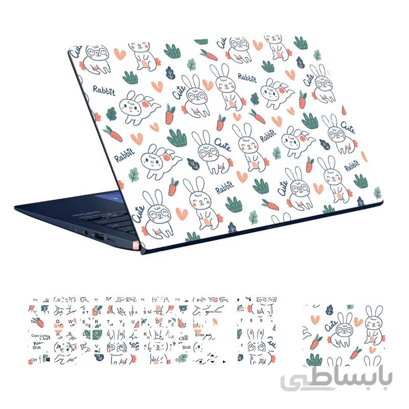 اسکین لپ تاپ طرح حیوانات کد ۰۸ به همراه استیکر کیبورد
