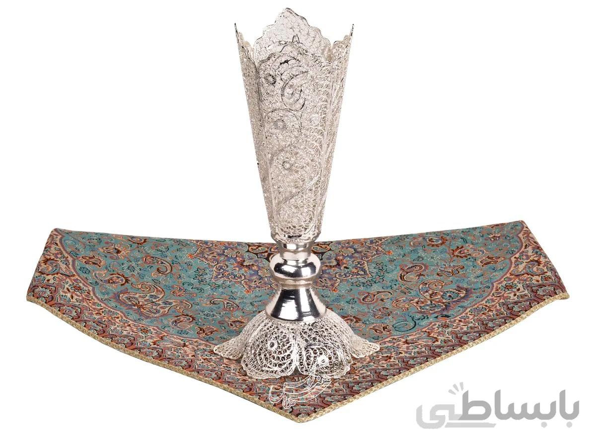 گلدان ملیله کاری روی مس کوچک موشکی