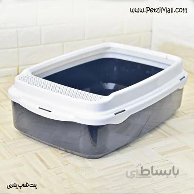 ظرف دستشویی مناسب گربه قابدار با پلاستیک با کیفیت سفید ابعاد ۵۸*۴۰*۱۹ سانتی متر کد ۳۶۱