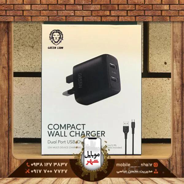 شارژر دو پورت 12 وات گرین Type-C Cable طول 1.2 متر