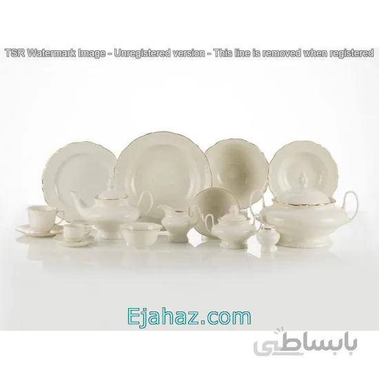 سرویس غذاخوری 12 نفره 98 پارچه بن چاینا پردیس ایزابل طرح لب طلا