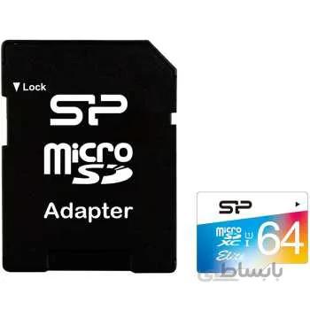 کارت حافظه microSDXC سیلیکون پاور کلاس 10 استاندارد UHS-I U1 سرعت85MBps همراه با آداپتور SD ظرفیت 64 گیگابایت ا Silicon Power UHS-I U1 U1 Class 10 85MBps microSDXC With Adapter - 64GB