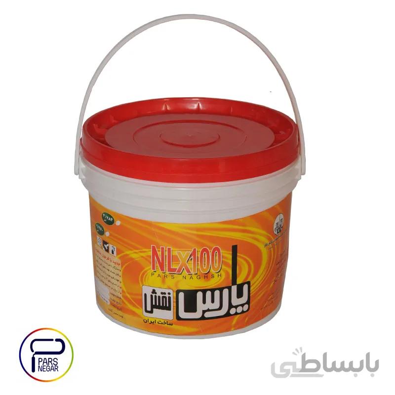 رنگ سفید نیم پلاستیک چاپ زرد پارس نقش گالن ۵ کیلوگرمی