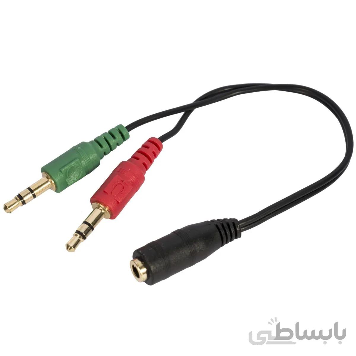 کابل تبدیل ۲ به ۱ جک ۳.۵ میلی متری به طول ۲۰ سانتی متری