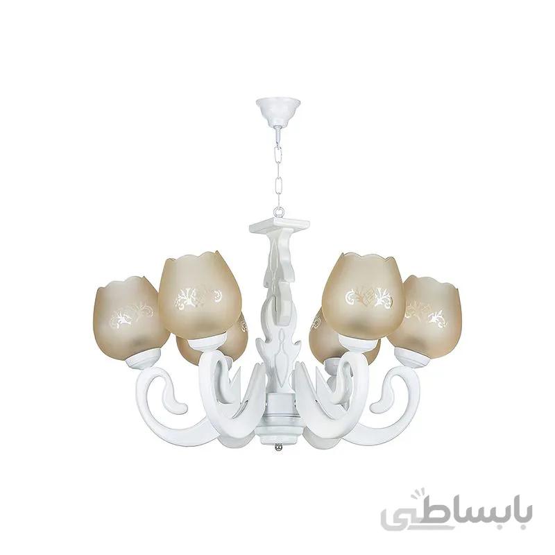 لوستر 6 شعله چشمه نور مدل G628/6-WT