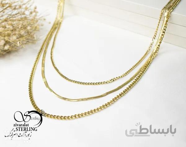 گردنبند زنانه استیل ماری و کارتیه چند زنجیره کد 656456