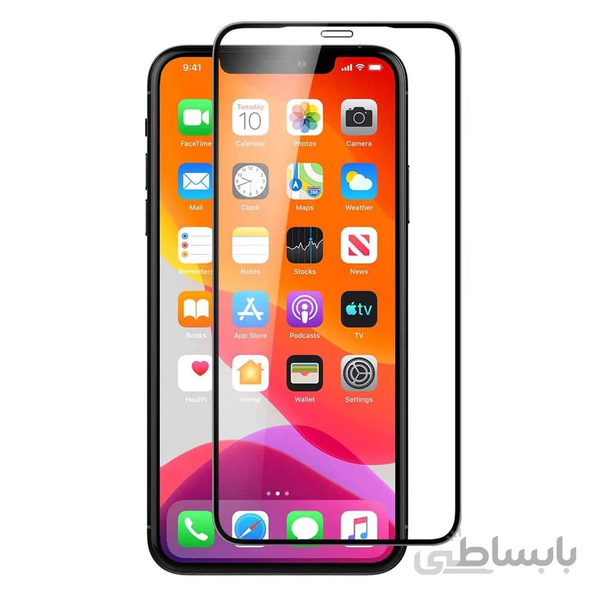 محافظ صفحه گلس فول چسب مناسب iphone 11pro/xs/x