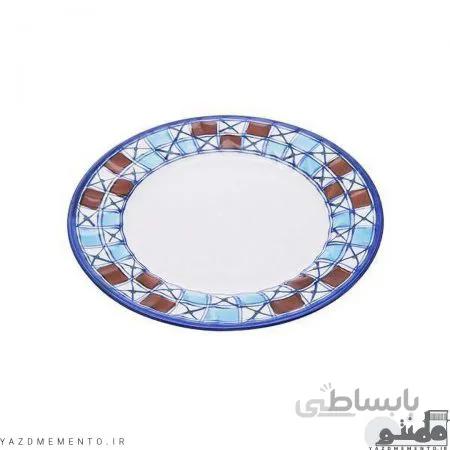 بشقاب چینی تخت طرح شطرنجی مجموعه 6 عددی