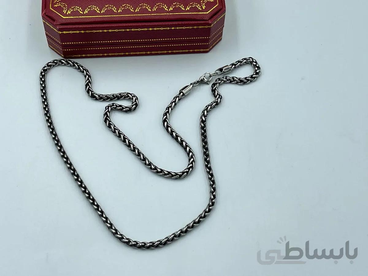 گردنبند سیاه قلم مردانه با بافت خاص