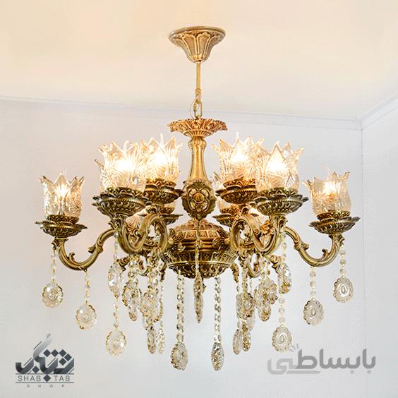 لوستر آویز شش شاخه 12 شعله کد 3559