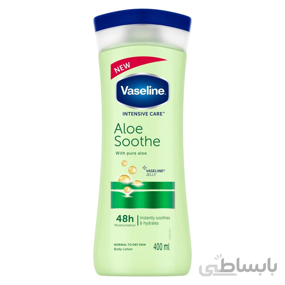 لوسیون بدن وازلین حاوی عصاره آلوئه ورا حجم 400میل Vaseline ا Vaseline Intensive Care™ Aloe Soothe Lotion 400ml
