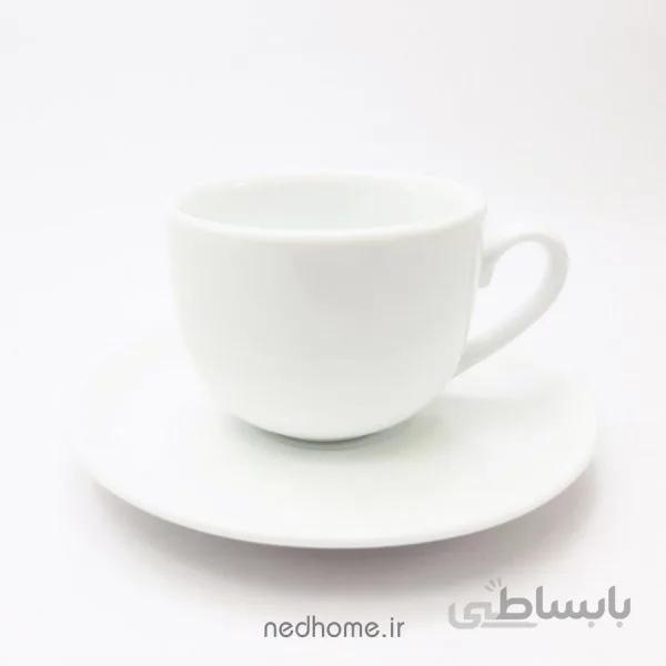فنجان و نعلبکی سفید چینی زرین